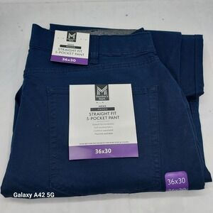 Members Mark Mason Mens Straight Fit 5-Pocket Pant‎ Dark Navy 36x30 NWT